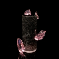 Black Jerusalem Cylinder with Pale Pink Crystals