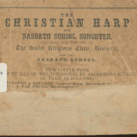 Scans of bibliographic information and signatures from The Christian Harp and Sabbath School Songster.Designed for the Use of the Social Religious Circle, Revivals, and the Sabbath School. Singer’s Glen, Va., Joseph Funk’s Sons, Printers, 1866